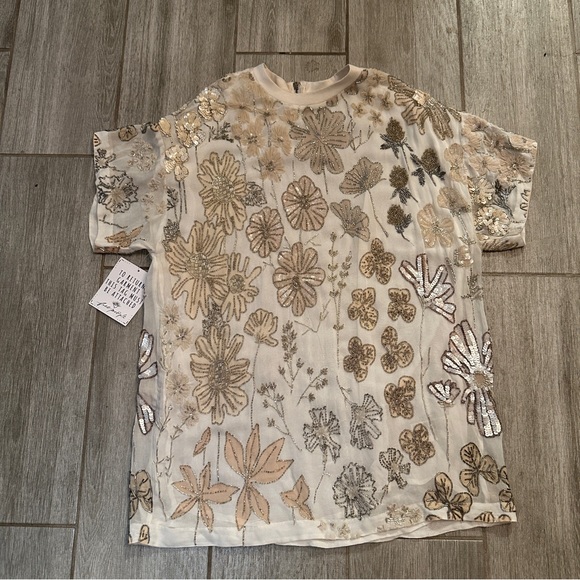 NWT Free People Jewel Mini Dress Small Snow White Combo - Picture 3 of 6